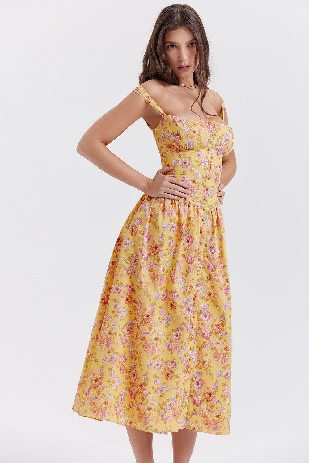 Geblümtes Midi Sommerkleid