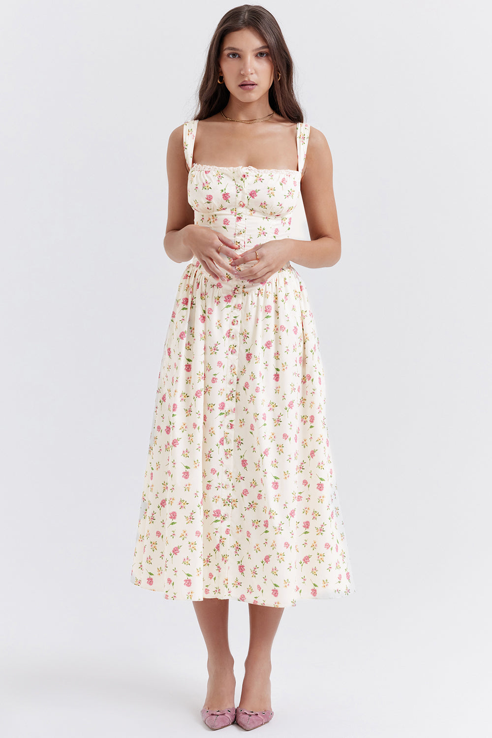 Geblümtes Midi Sommerkleid