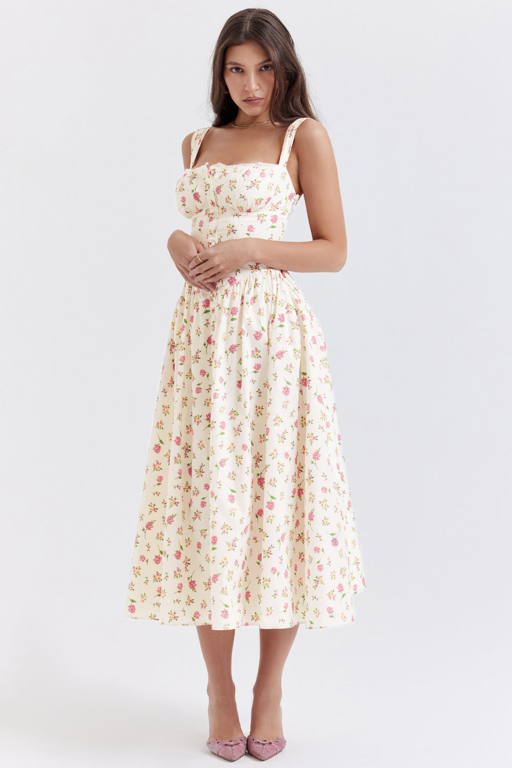 Geblümtes Midi Sommerkleid