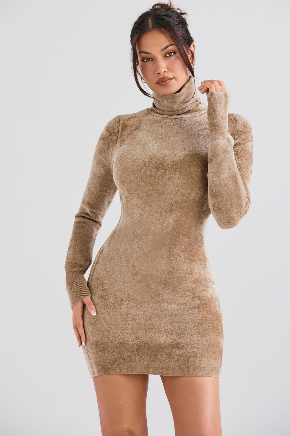 Minikleid aus rehbraunem Chenille